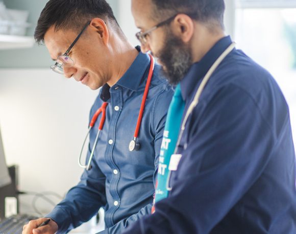 Canuck Place doctor training fellow during fellowship program offered at Canuck Place